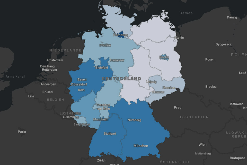 Dashboard zur Corona Verbreitung in Deutschland